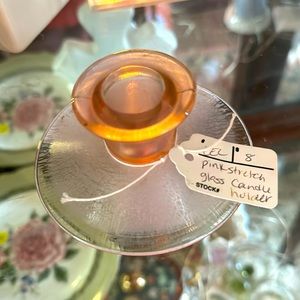 Pink stretch glass candle holder